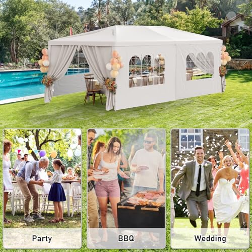 White 10x30 Heavy Duty Party Tent with 7 Removable Sidewalls N487351