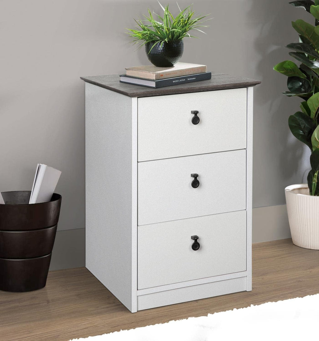 Gray Oak/White 3-Drawer Filing Cabinet U2955