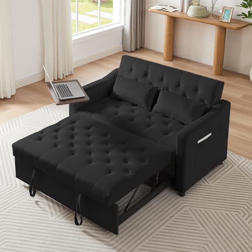3 in1 Velvet Convertible Loveseat Sleeper Sofa Bed with Storage Pockets S58690