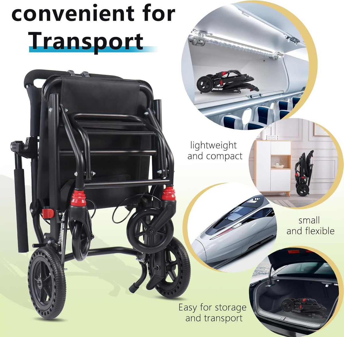 Ultra-Light Portable Folding Wheelchair with Handbrake K361155