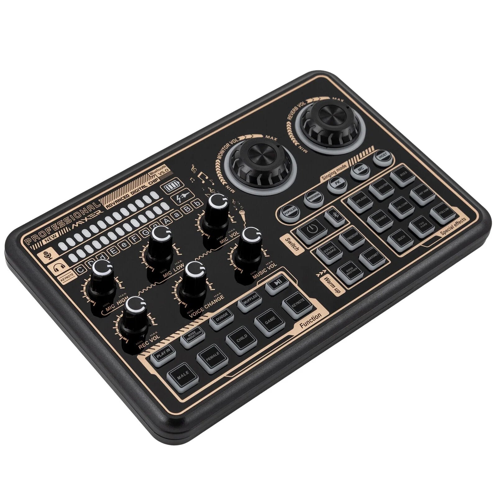 Sound Effects Board Audio Interface with Voice Changer and LED Lights O60151