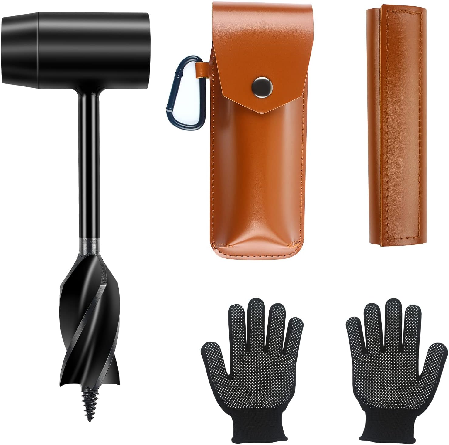 Brown Leather Case Hand Auger Wrench H4508