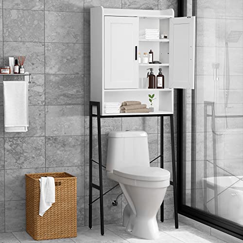 Wooden Over The Toilet Storage Cabinet with Double Door and Adjustable Feet L114160