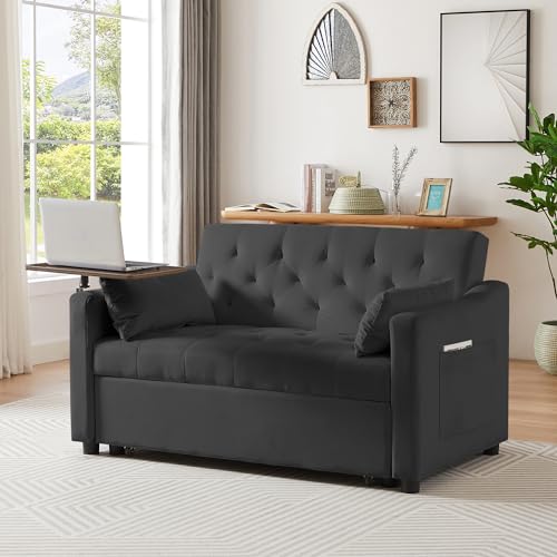 3 in1 Velvet Convertible Loveseat Sleeper Sofa Bed with Storage Pockets S58690