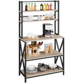 5-Tier Industrial Wood Baker’s Rack Storage Shelf, Gray Y443