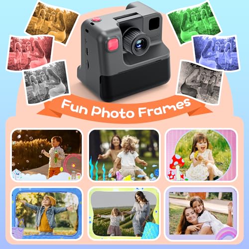 Blue FHD Selfie Digital Video Camera with 3 Rolls Print Paper & 32G Card K731