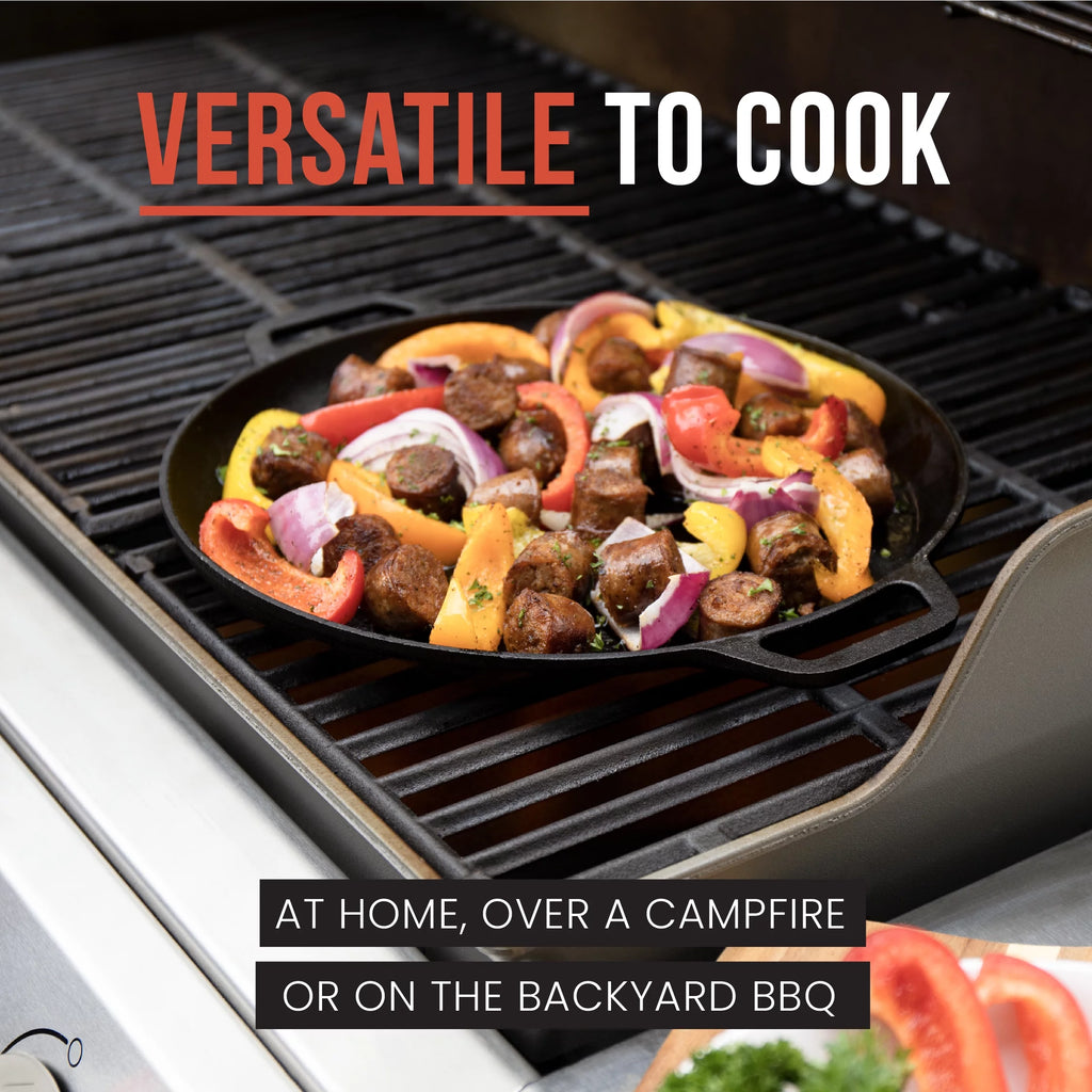 Black 12 in x 14 in x 1 in Cast Iron Baking Pizza Pan R8277