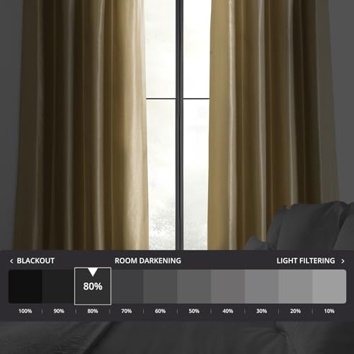 Ruched Faux Dupioni Silk Curtains 50 X 96 (1 Panel), Flax Gold O999