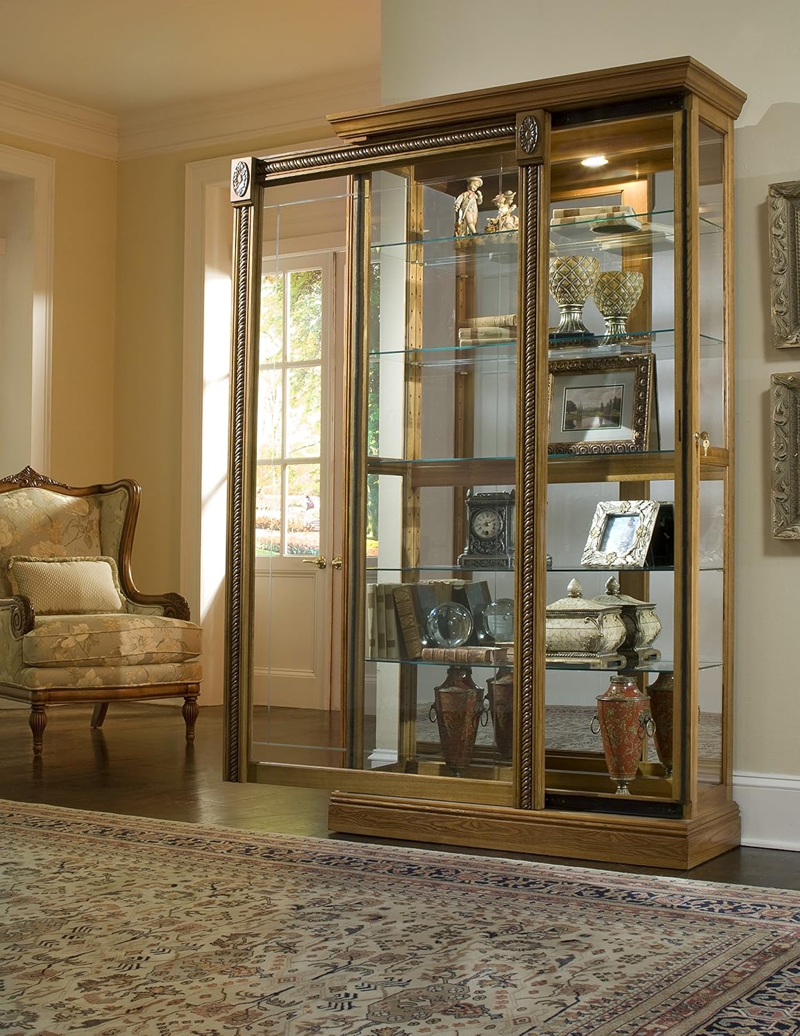Medium Brown Two Way Sliding Door Curio Q22847