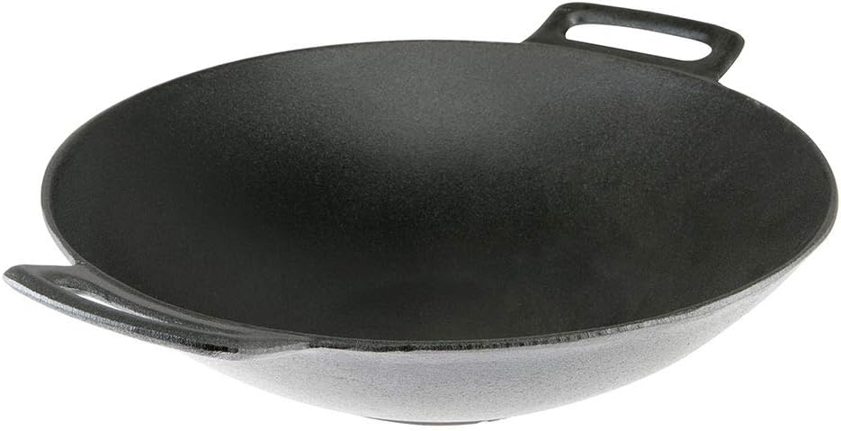 Cast Iron Wok with 2 Handles Black U286487