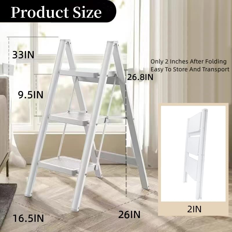 Folding Step Stool with Wide Anti-Slip Pedal, 330lbs Load Capacity Q5096