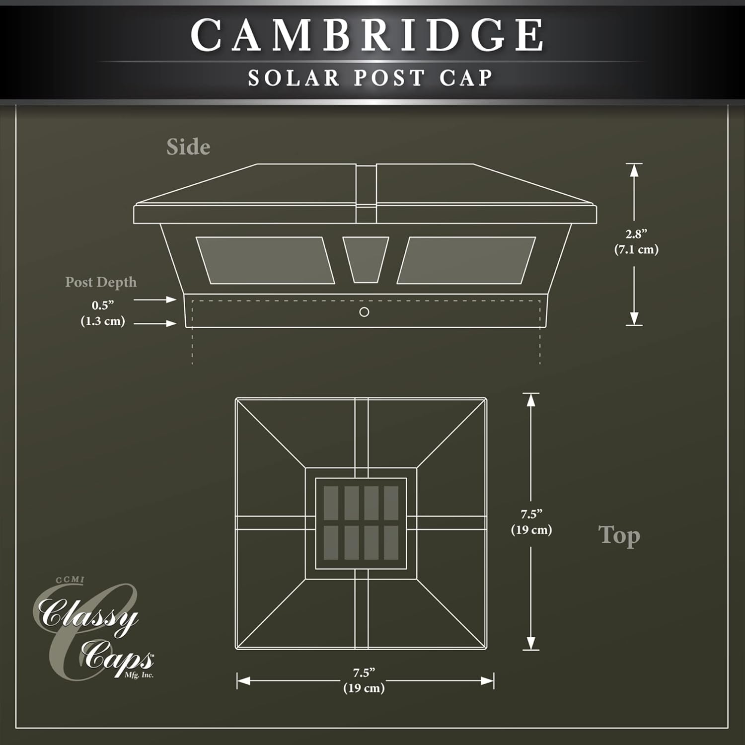 6x6 Brown Aluminum Solar Post Cap E7896