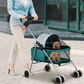 Teal Folding 4-Wheel Dog Stroller U8959