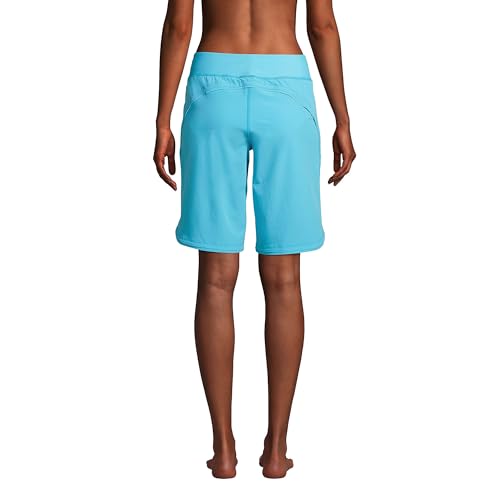 Women's 11" Quick Dry Elastic Waist Board Shorts Swim Cover-up Shorts with Panty J5429