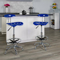 Nautical Blue and Chrome Drafting Stool with Tractor Seat U673943