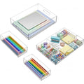 Clear Acrylic Desk Drawer Organizer Set 4 Pack Q559