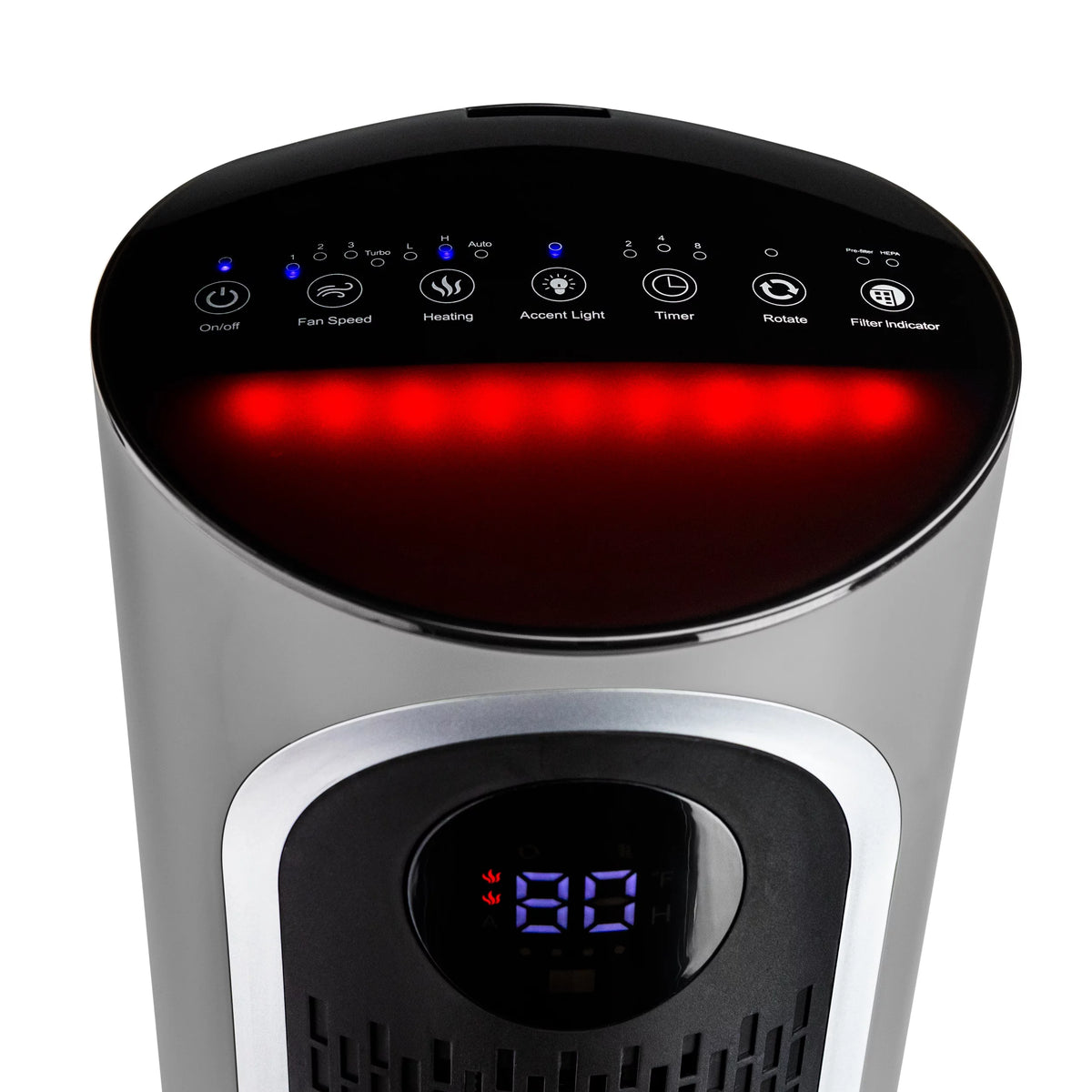 Gray 2 in 1 Air Purifier & Heater with HEPA Filtration V288