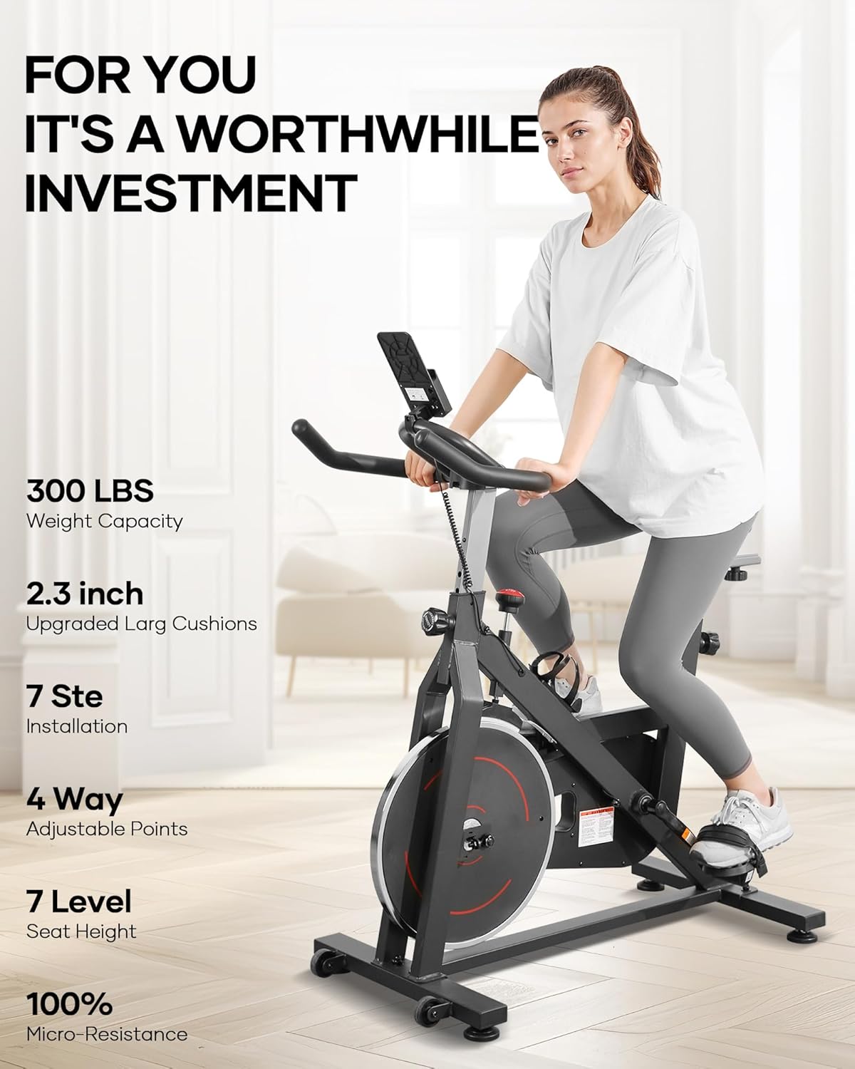 Indoor Cycling Bike with Resistance Seat Cushion LCD Monitor Belt Drive L17592
