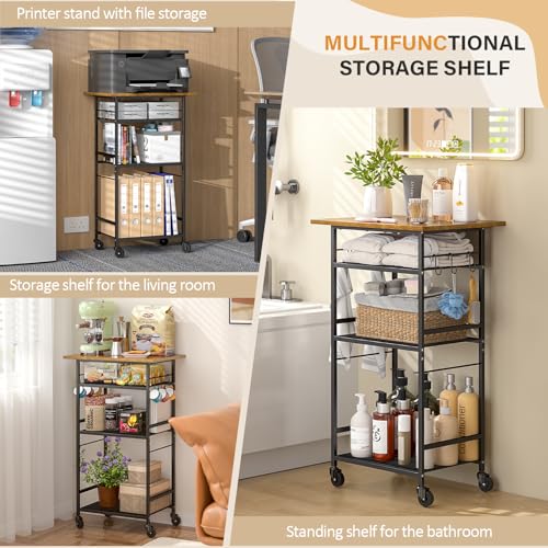 3 Tier Rolling Kitchen Microwave Cart with Adjustable Shelf G99378