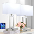 Set of 2 Touch Control Table Lamps with USB Ports, 3-Way Dimmable, Gold and White H6399