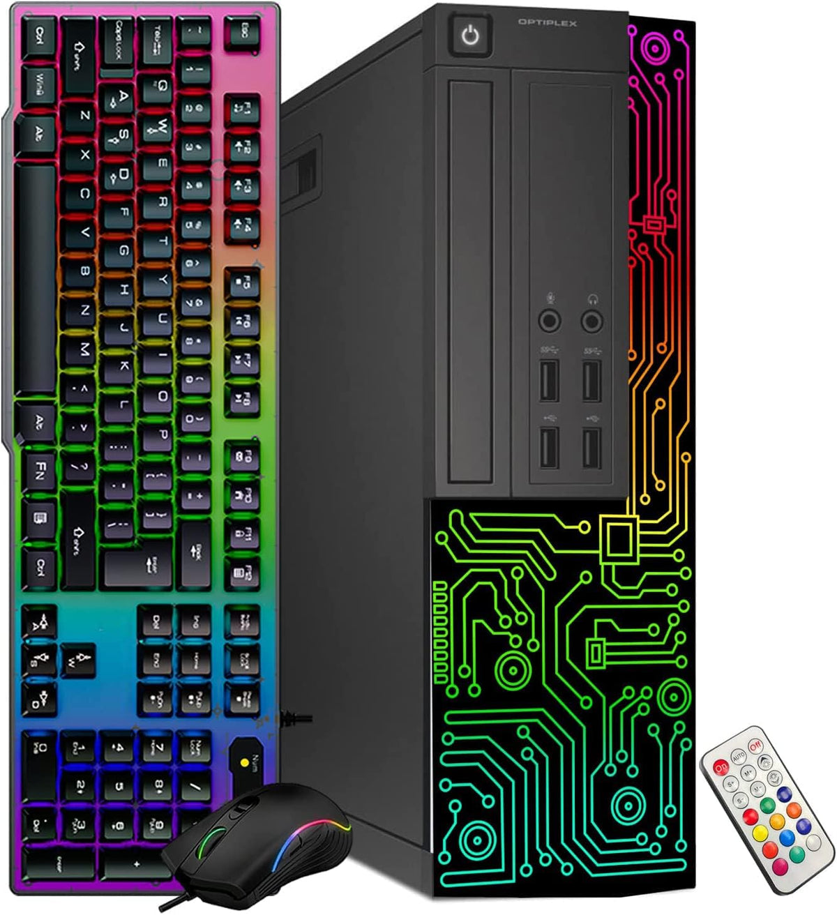 Small Desktop Computer with Quad Core Intel i5 3.2GHz 16GB DDR3 RAM 512GB SSD 24 Inch Monitor RGB Gaming Keyboard Mouse Windows 10 Pro R477032