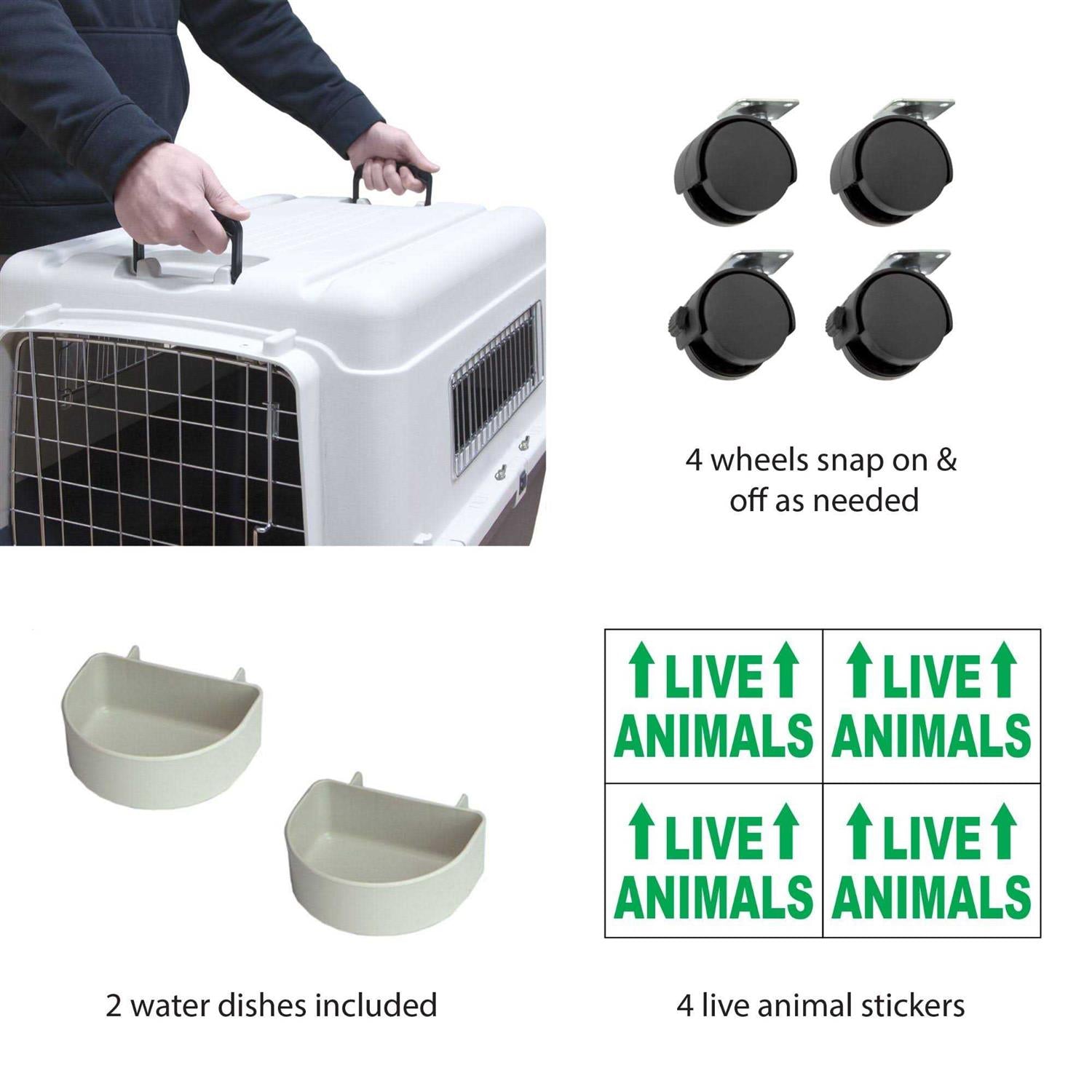 Plastic Rolling Wire Door Travel Dog Crate P42745