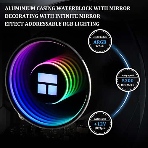 Black ARGB Water Cooling CPU Cooler with Double PWM Fans S532758