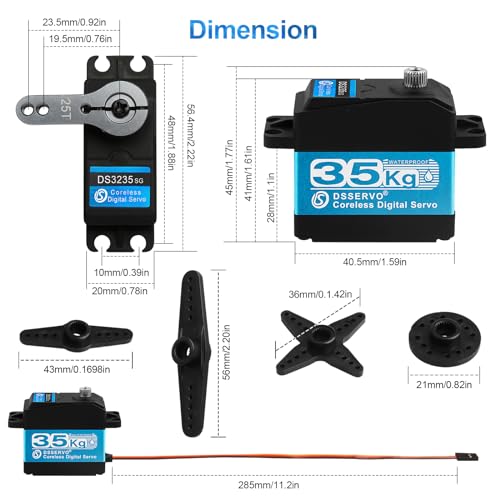 35KG High Torque Coreless Motor Servo Waterproof Metal Gear Digital Stainless Steel Gear Servo with 25T Servo Arm L87812