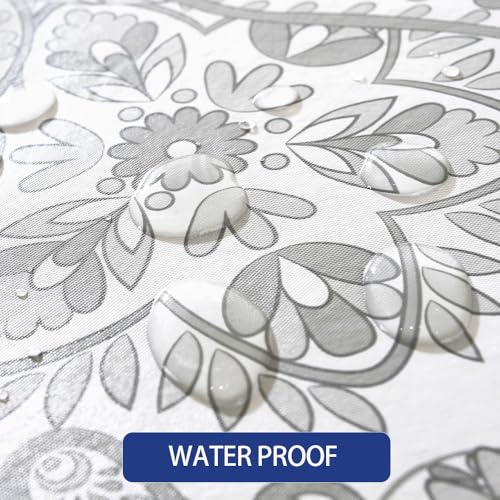Blue 60x120 Inch Waterproof PVC Tablecloth with Flannel Backing U852