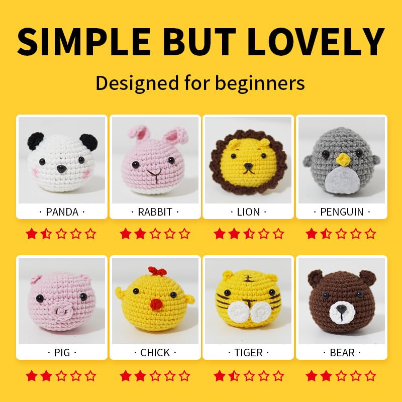 8 Packs Crochet Animal Kit for Beginners B611