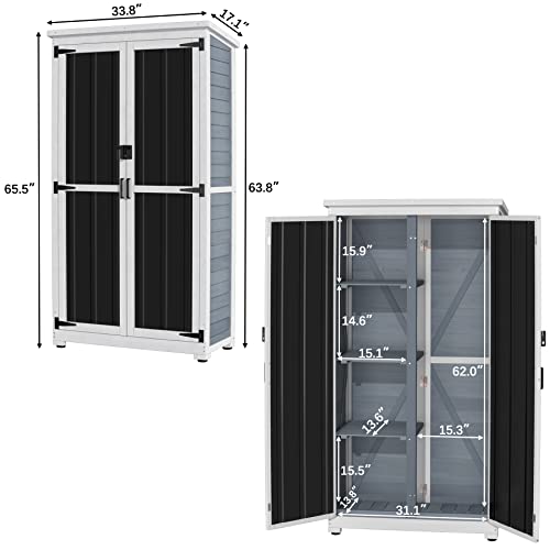 Outdoor Storage Cabinet Wood Metal Garden Shed 66" K867331