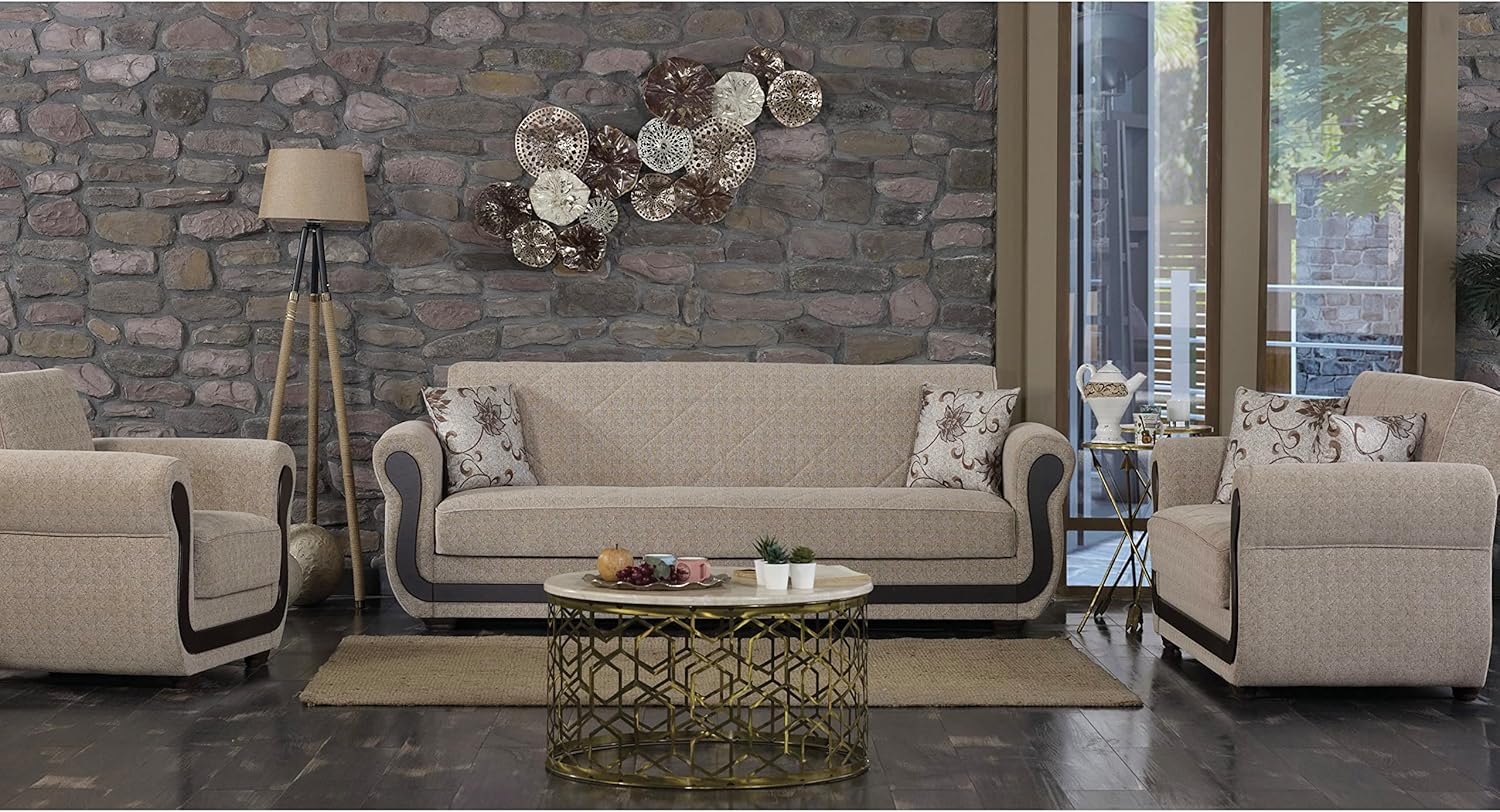 Beige Convertible Sleeper Chair with Storage H993