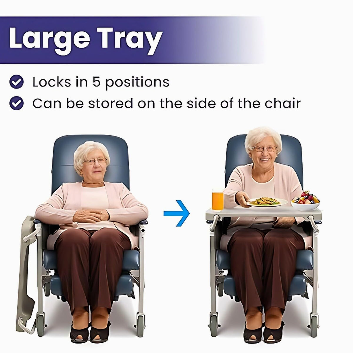 Reclining Geri Chair, 3 Positions, 500 Lbs Weight Capacity T10823