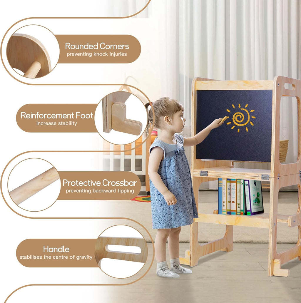 3-in-1 Toddler Standing Tower with Safety Rail T660
