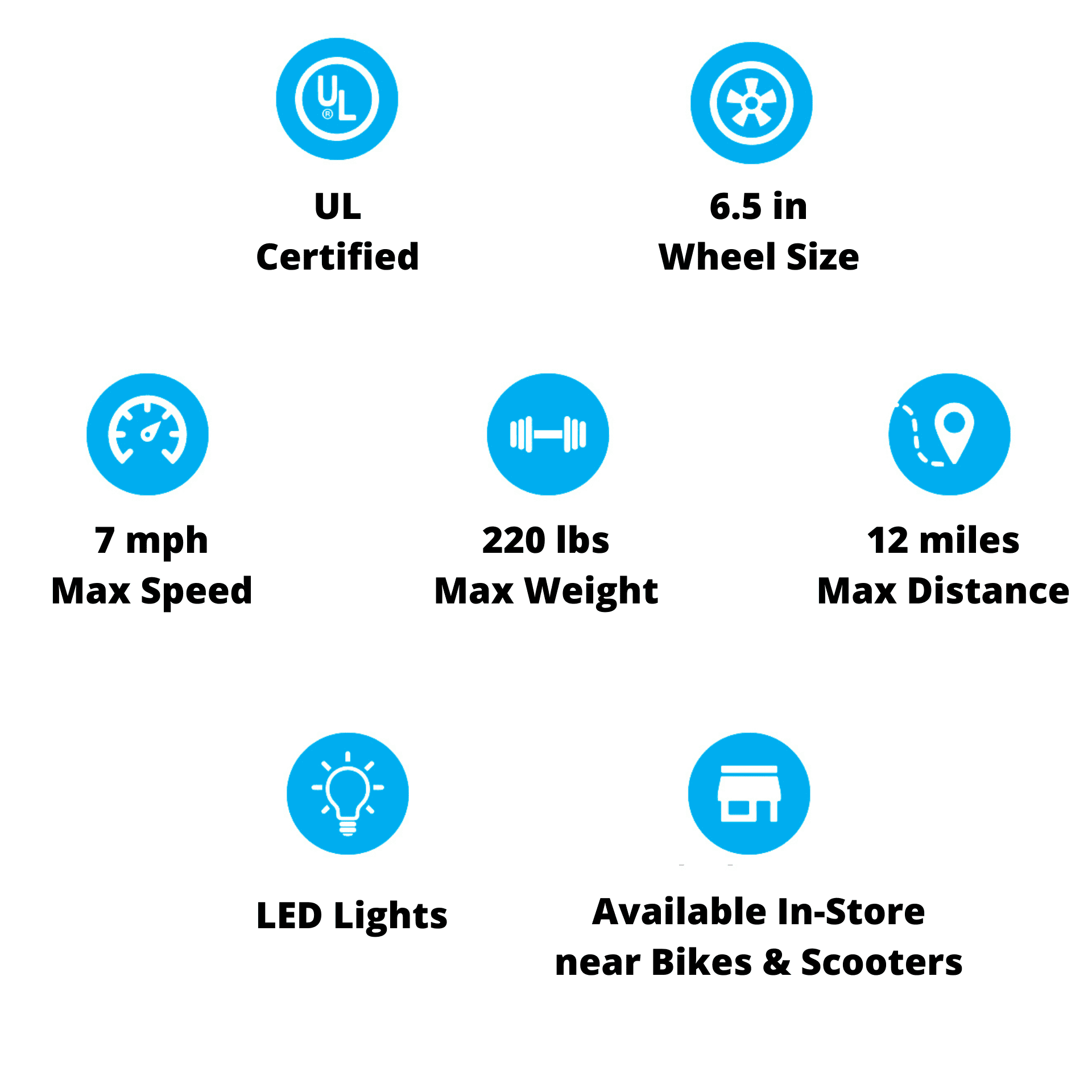 Black Electric Hoverboard with 6.5 In. Wheels and LED Lights B860