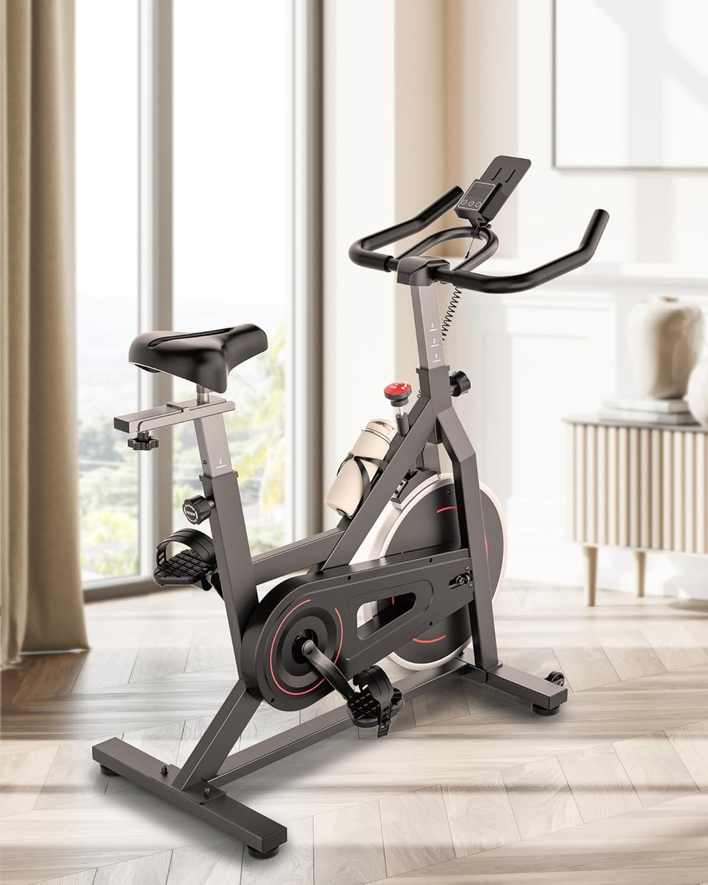 Indoor Cycling Bike with Resistance Seat Cushion LCD Monitor Belt Drive L17592