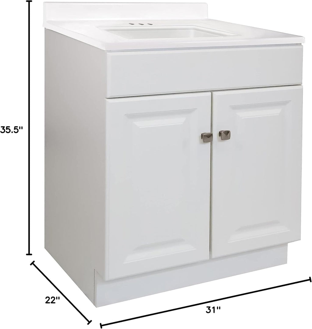 White 2-Door Bathroom Cultured Marble Vanity Top O454