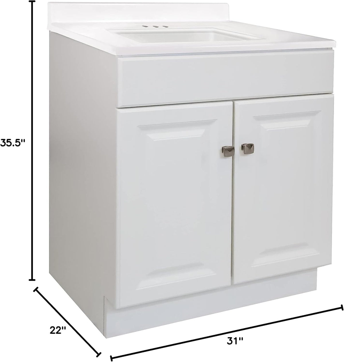 White 2-Door Bathroom Cultured Marble Vanity Top O454