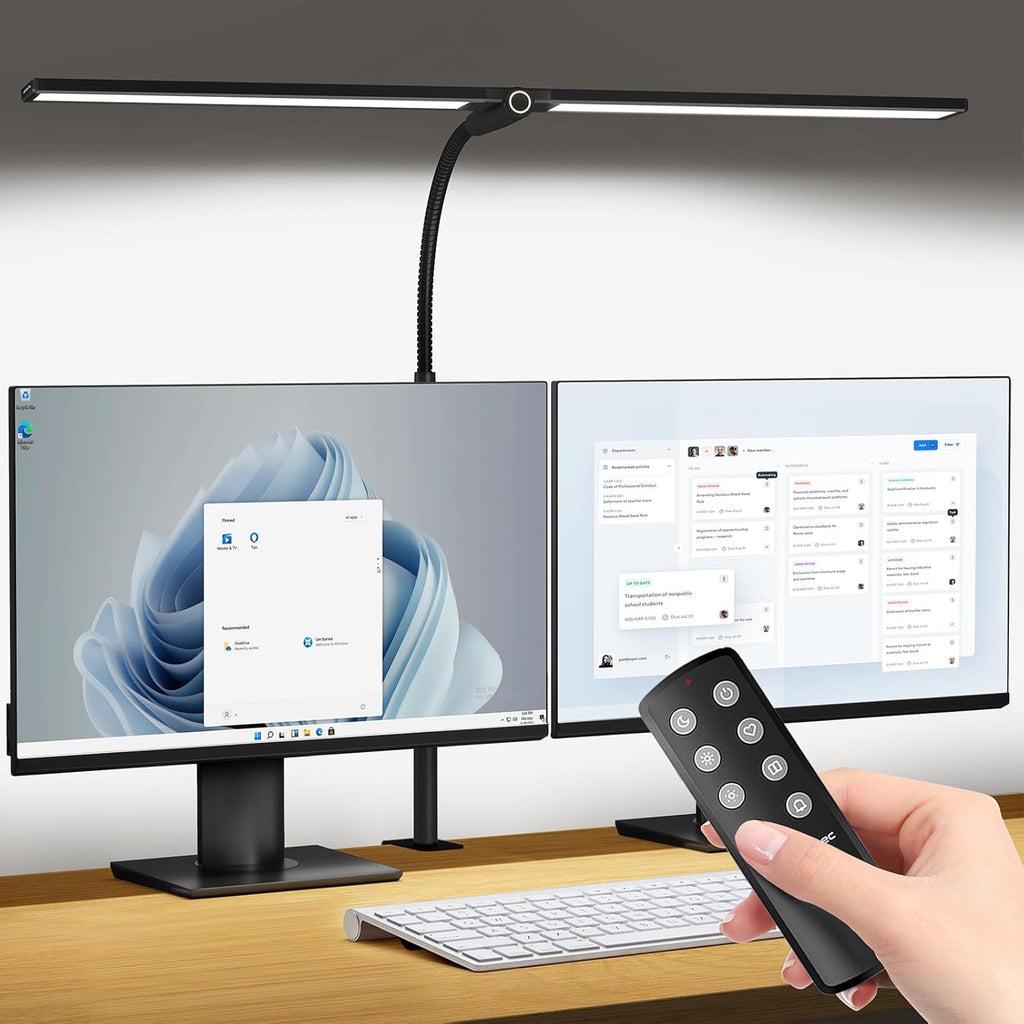 Black Double Head LED Clamp Desk Lamp with Remote Control C82813
