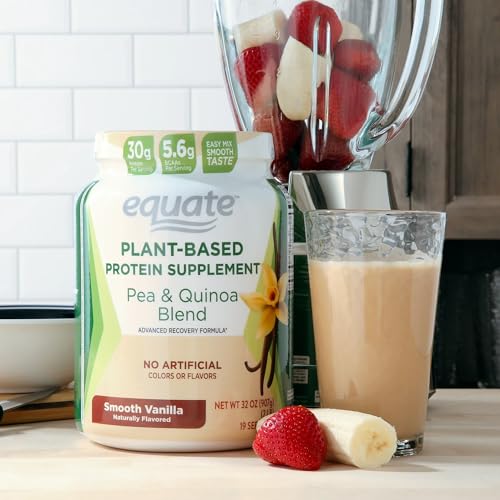 Plant-Based Protein Supplement, 2 lbs, Smooth Vanilla H913471