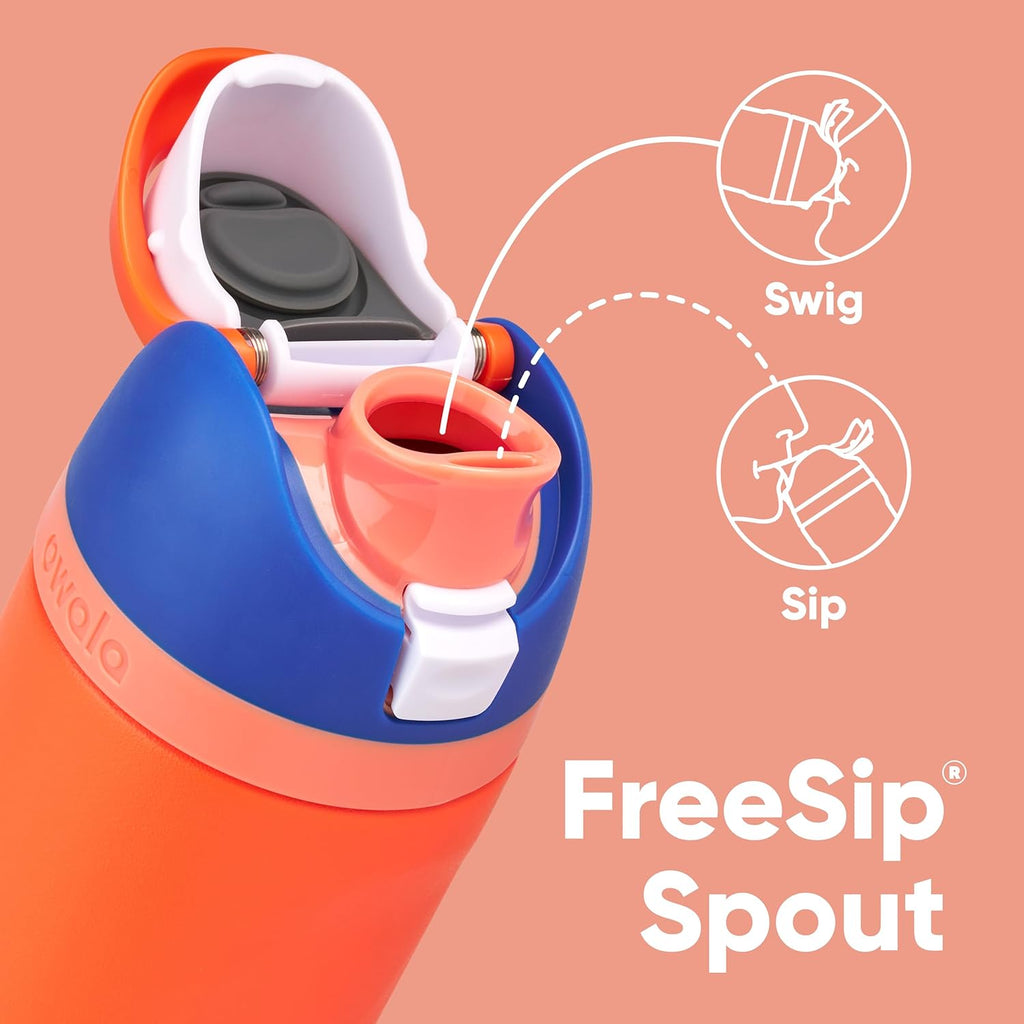 16 oz Insulated Stainless Steel Water Bottle with Straw and Push-Button Lid L7856
