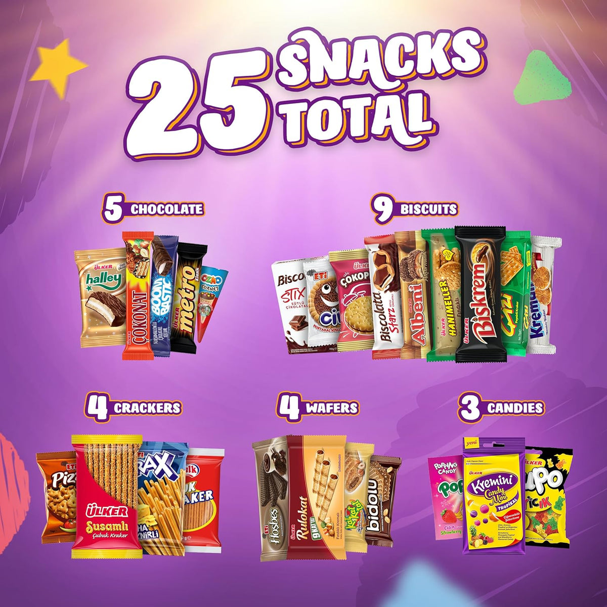 25 Full-Size International Snack Box Q14554