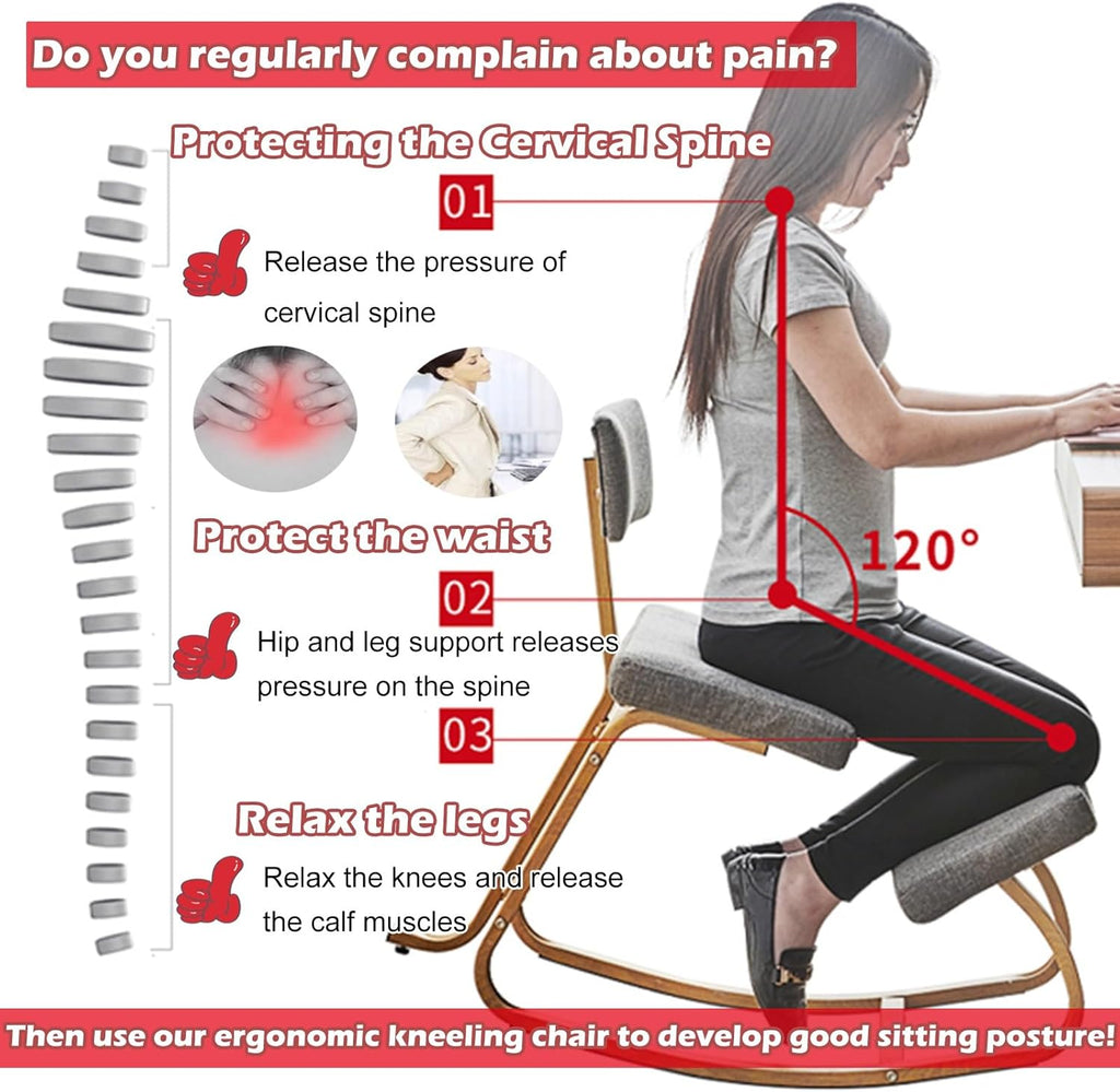 Gray Ergonomic Kneeling Chair with Back Support U63955