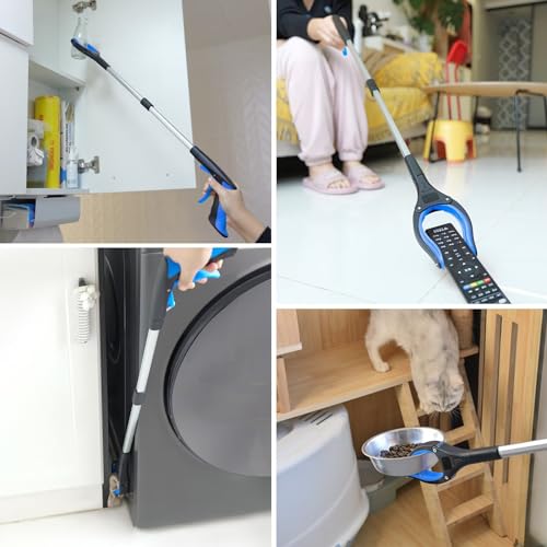 32" Foldable Reacher Grabber Tool with 360° Rotating Jaw & Magnet, Blue H120