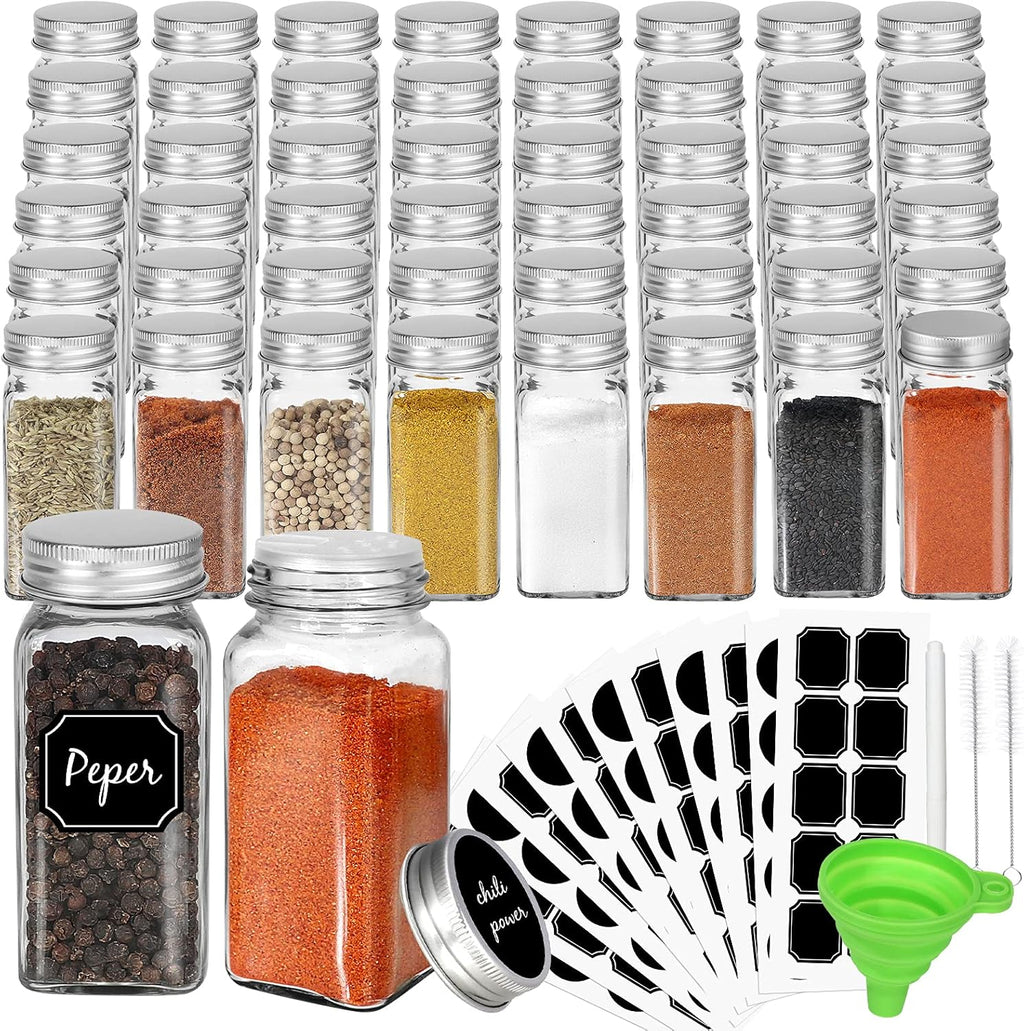 48 Pack 4oz Glass Spice Jars with Silver Metal Caps R64858