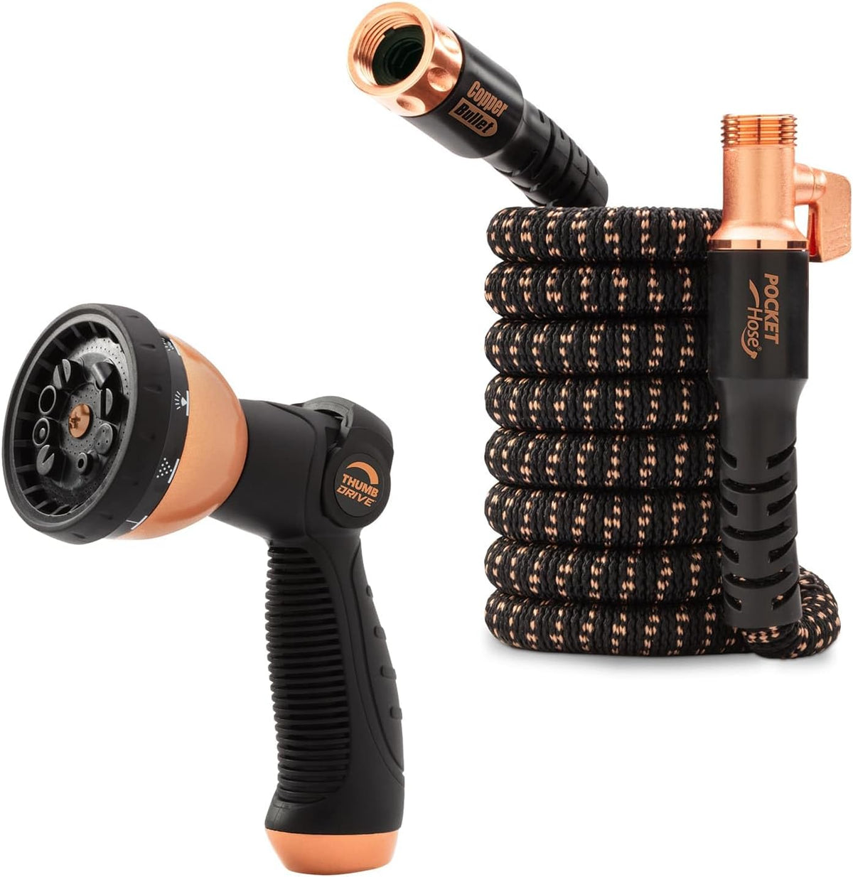 25 FT 3/4 in Expandable Garden Hose with Thumb Spray Nozzle X7365