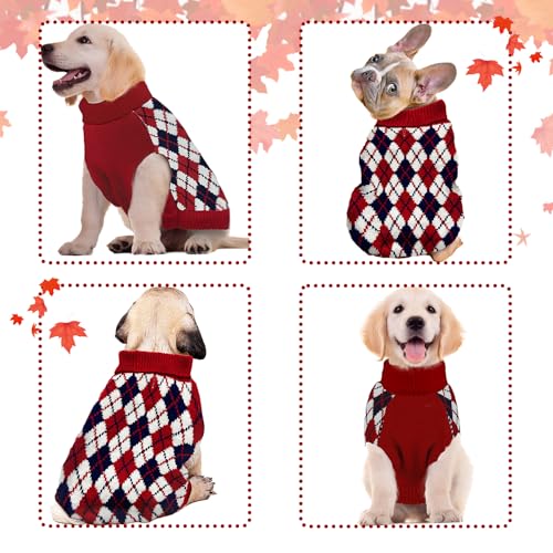 Red Argyle Knit Dog Sweater V262769