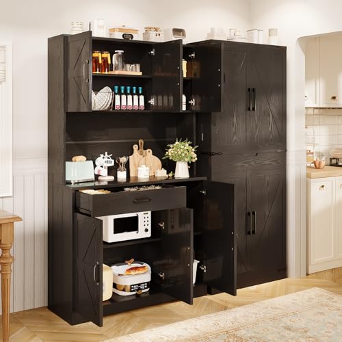 72" Tall Storage Cabinet with Adjustable Shelves & Steel Frame, Dark Grey G496772