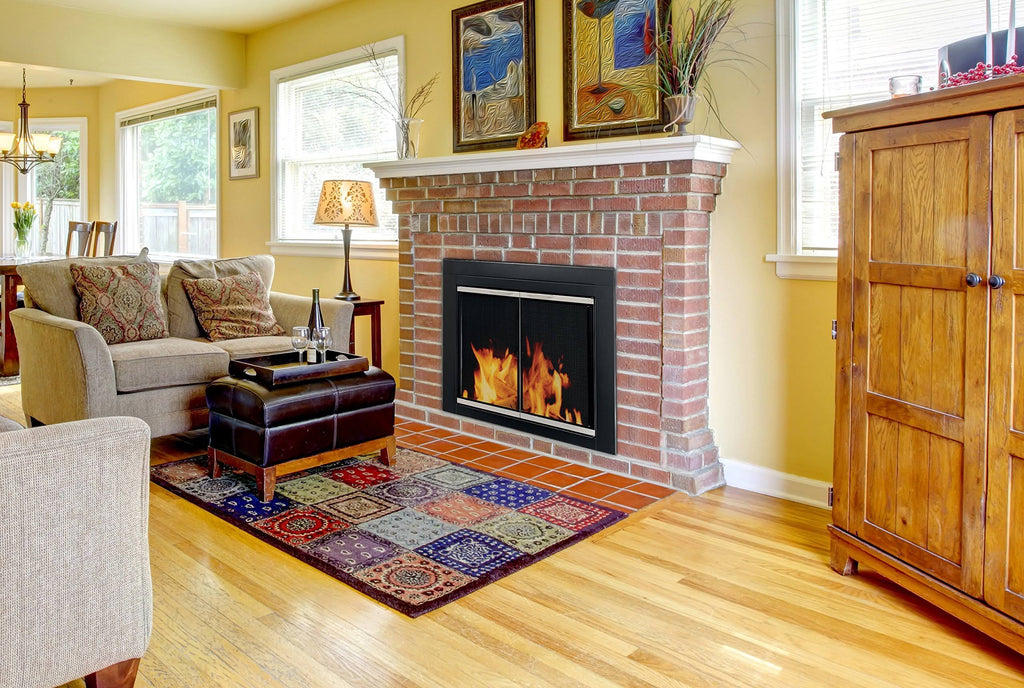 Black Small Fireplace Glass Door U11527