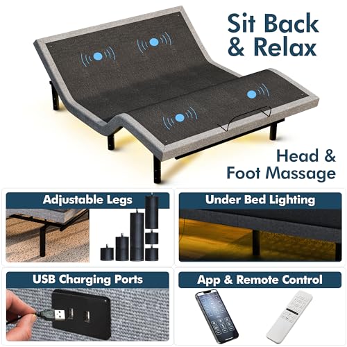 Split King Adjustable Bed Frame with Cooling Gel Mattress M81935